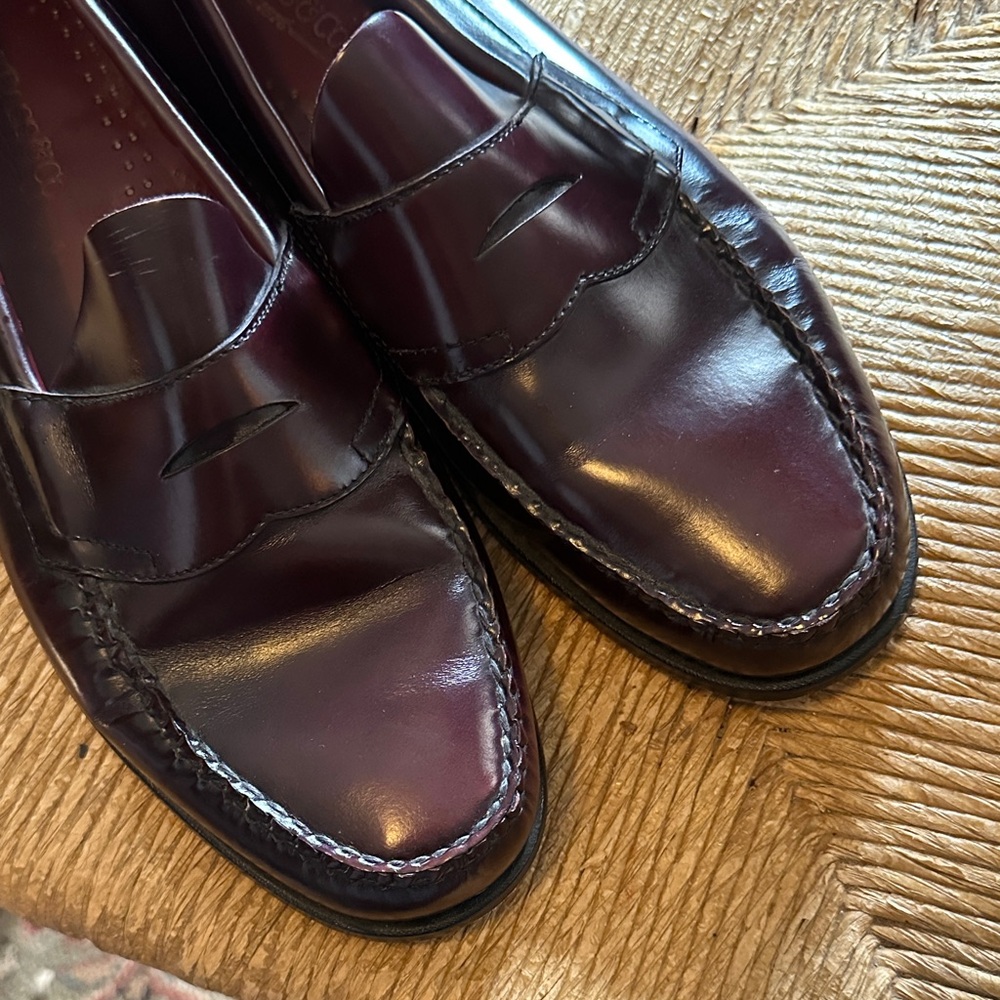 GH Bass weejuns Men's Classic Leather Loafers Burgundy - Picture 6 of 13